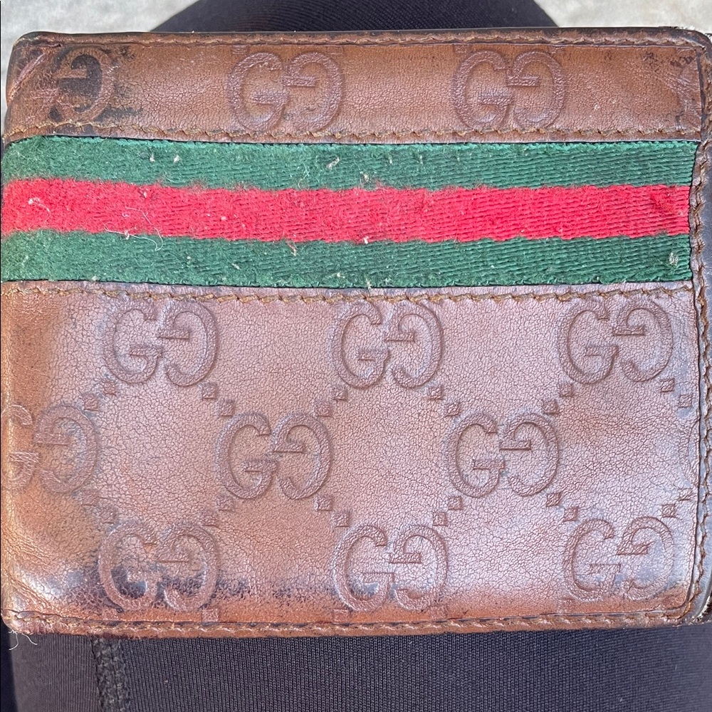 Gucci Brown Wallet with Red and Green Stripe Wallet